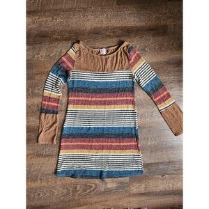 Womens S Suede & knit striped tunic
